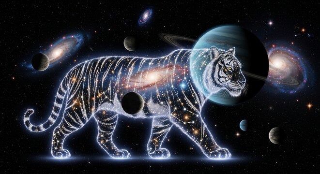 Cosmic tiger illuminated galaxy