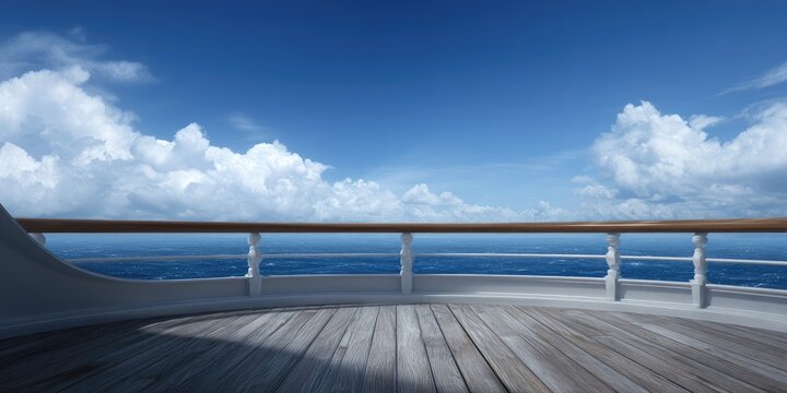 Wooden pier deck overlooking ocean.