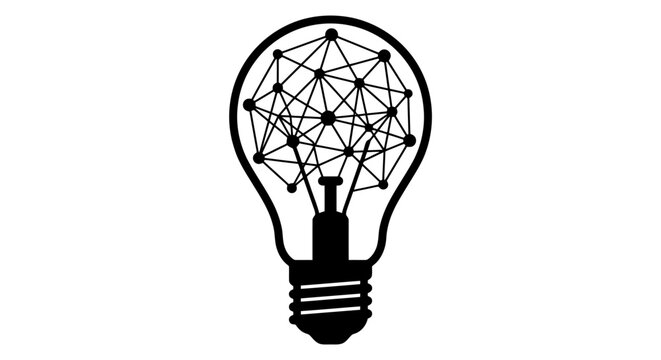 Black light bulb with geometric network.