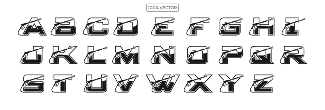 Power wash logo with letter A - Z concept, vector logo template element