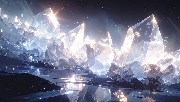 Abstract Glowing Crystal Shards Forming Radiant Geometric Mosaics