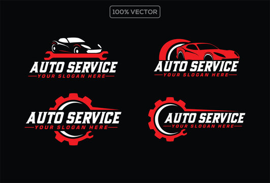 Vector logo of car parts, auto repair template design