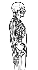 Fototapeta premium Human skeleton anatomical diagram front view.