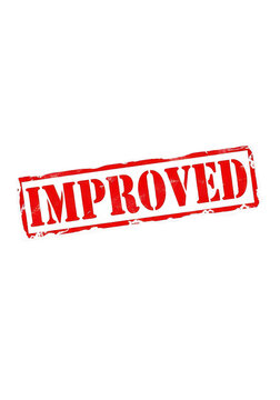 Red improved stamp on white background isolated on transparent background