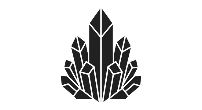 Black crystal cluster graphic design element.