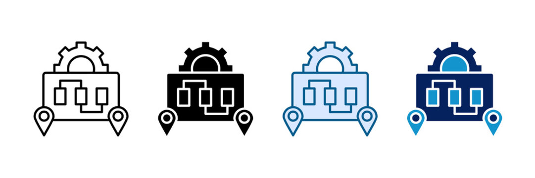 Workflow Map Icon Set Multiple Style Collection