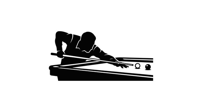Man playing billiards with cue stick.