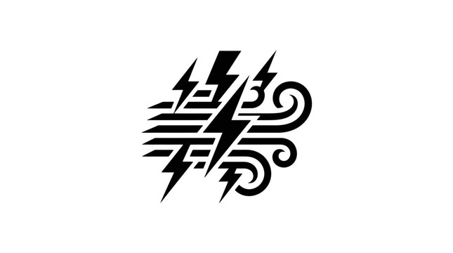 Stylized lightning bolt graphic design element.