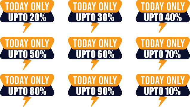 Discount Collection Today Only: A set of nine vibrant discount tags.