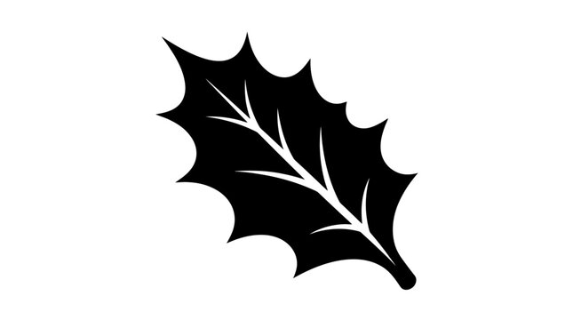 A black silhouette of a holly leaf.