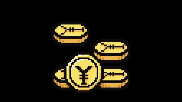 Retro Pixel Gold Yuan Yen Coins Stack Loop, Game Economy Currency Asset.
This looping game asset is ideal for currency indicators, treasure chests, score bonuses, finance themed interfaces.