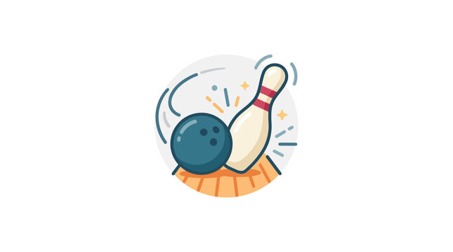 Bowling Ball and Pin Icon, Sport Game Activity Fun