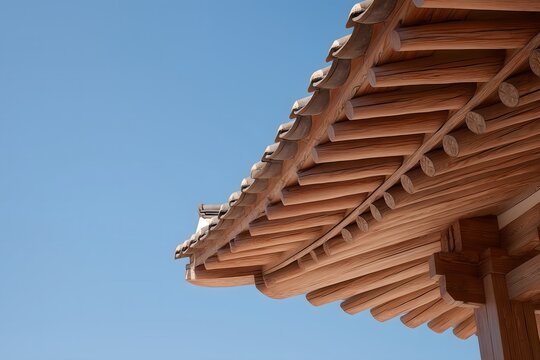 Rhythmic arrangement of traditional Korean wooden rafters Cheoma