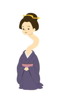 ろくろ首 日本妖怪のシンプルフラットベクターイラスト 和風キャラクター素材