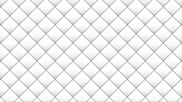 White quilted leather texture pattern isolated on white background