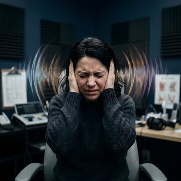 Patient Covering Ears Due to Severe Tinnitus and Noise Sensitivity