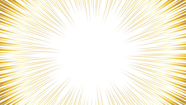 Golden comic book speed lines isolated on white background