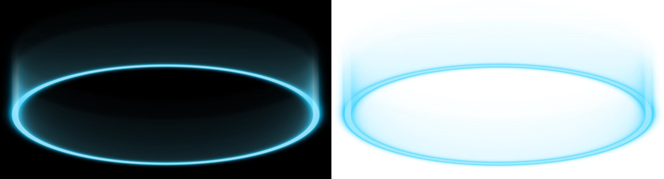 Halo Futuristic Blue Neon Light Ring Glow Energy Circle Isolated Digital Technology Effect