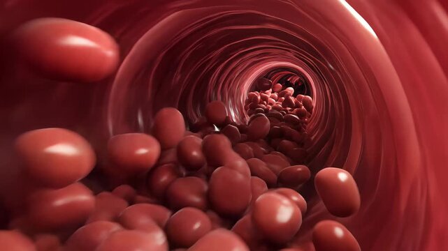 Vascular endothelium blood circulation and healthy erythrocyte luminal flow