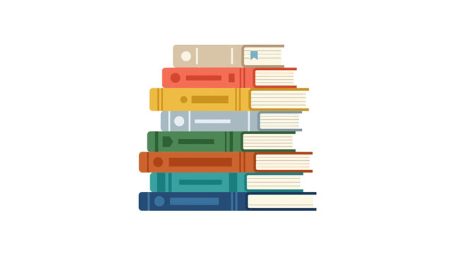 Stack of Colorful Books Arranged Vertically for Reading and Learning 1.