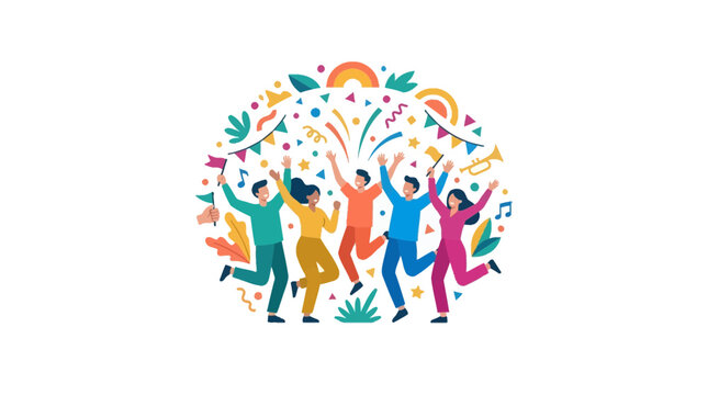 Vibrant Group of People Celebrating Joyful Event.