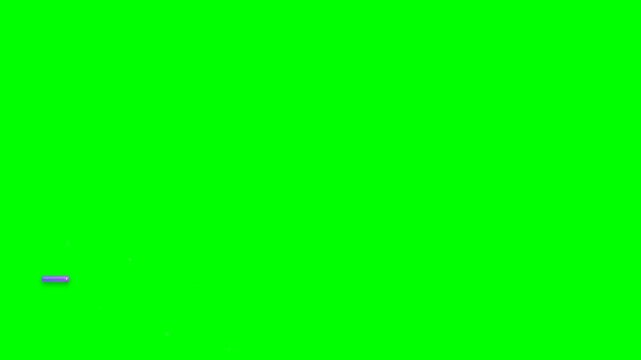 Animated Purple Button with Sparkles on Green Screen Background