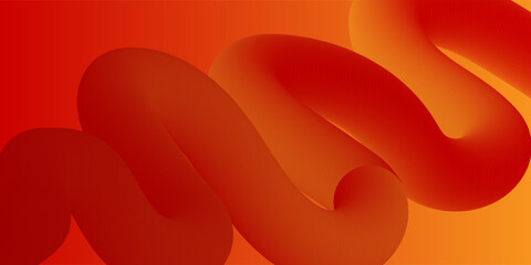 Fototapeta premium Abstract Red and Orange 3D Fluid Wave Background with Dynamic Smooth Curved Lines