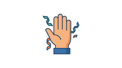 Fototapeta premium Celebration hand with confetti, flat icon, party concept