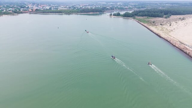 Exploring bo ke loc an in phuoc hai with boats on the water