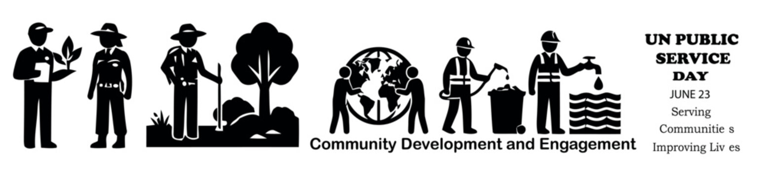  UN Public Service Day community development banner isolated on white background