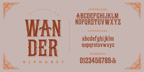 Wander Alphabet Vintage Decorative Font with Classic Ornaments for Creative Design Projects © Kiki