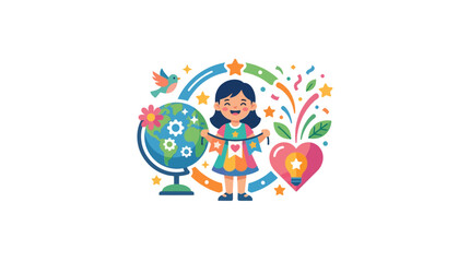 Obraz premium Child Celebrating Global Awareness and Bright Ideas