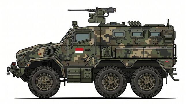 Indonesian Military Armored Vehicle with Camouflage Pattern