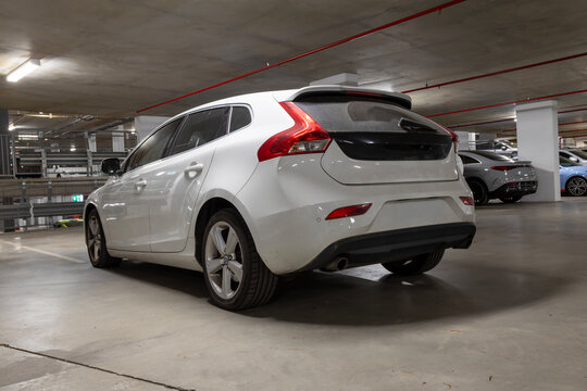 White Volvo V40 Hatchback Parked Outdoors on Sunny Day Modern European Compact Car