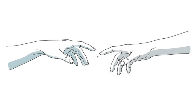 Human hands reaching out, symbolizing a spark of creation, connection, and the genesis of innovative ideas, illustrating a profound moment of inspiration and interaction
