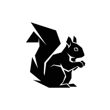 Stylized Geometric Squirrel Silhouette Vector