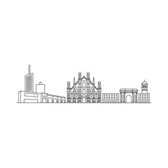 Fototapeta premium city skyline line art architecture building structure