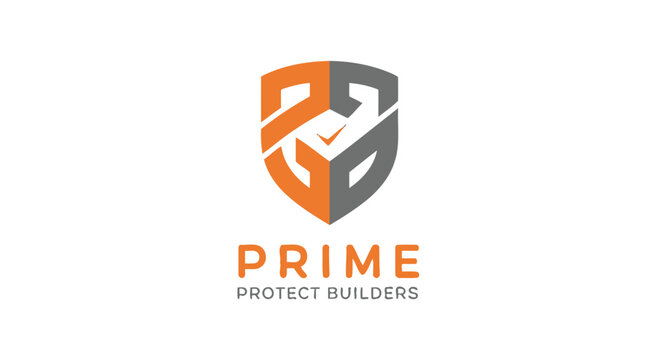 Prime Protect Builders Logo - Shield Icon with Intertwined Letters PP
