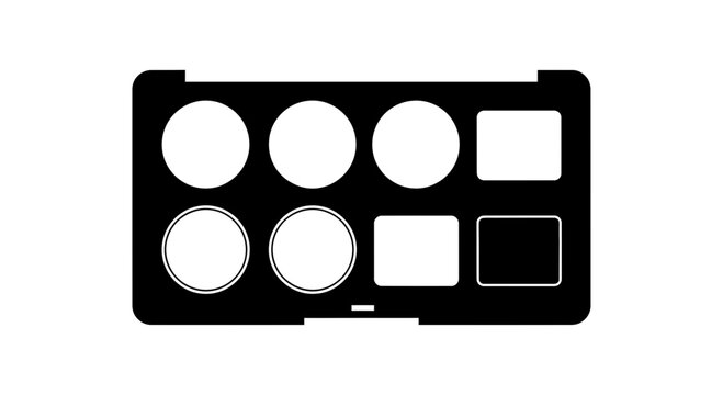 Template featuring geometric holes and rectangular apertures serves as a versatile interface design for digital layouts or technical documentation.