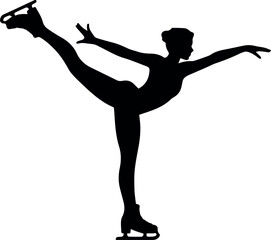 Figure Skater Silhouette in Arabesque Spin Pose  © Icons Queen