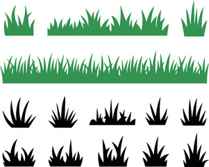 Fototapeta premium Grass border silhouettes for lawn and yard layouts