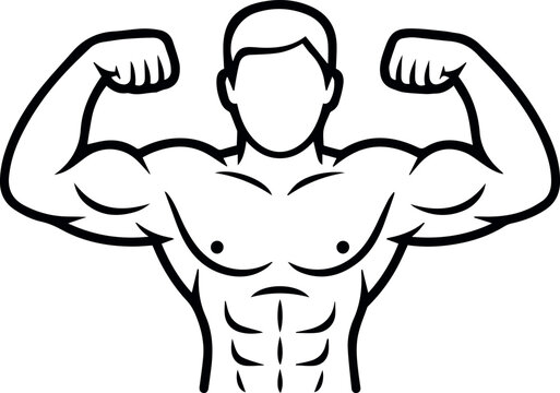 Muscle anatomy chart of upper body flex pose