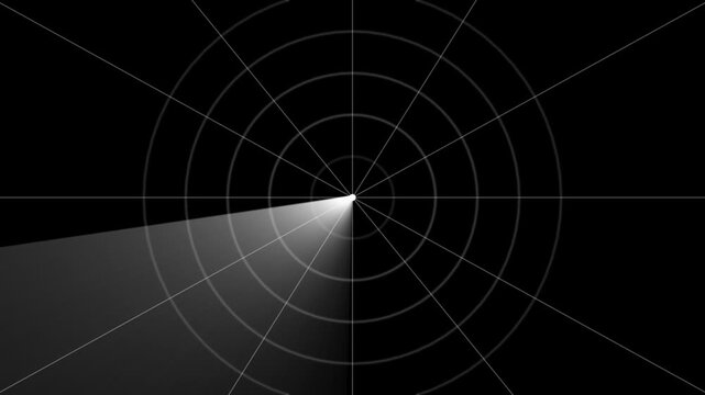 Digital radar screen scanning motion circular sonar interface animation, military surveillance technology background, futuristic hud for data visualization