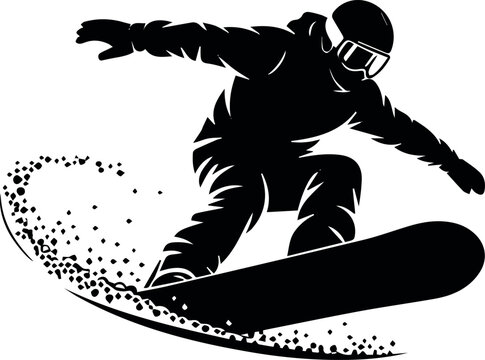 Snowboarder in terrain park performing rail and halfpipe moves