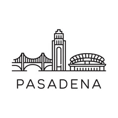 pasadena skyline line art cityscape architecture bridge © NILUFA