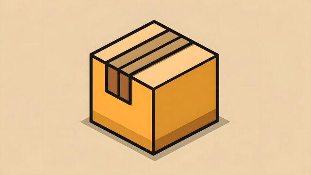 Isometric Cardboard Box Illustration for Packaging Design.