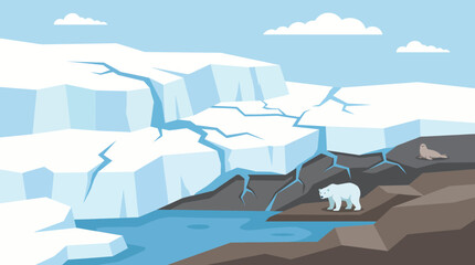 Melting Arctic Glacier Revealing Bare Rock Beneath © Bima