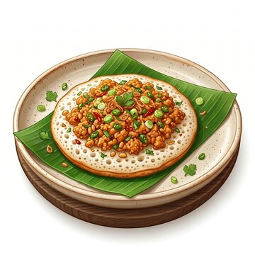 Traditional Surabi Oncom Savory Indonesian Rice Pancake Realistic Vector Illustration