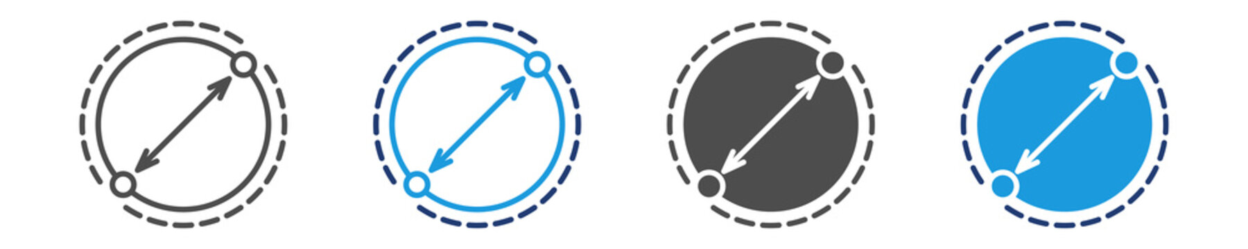 diameter icon set multiple style