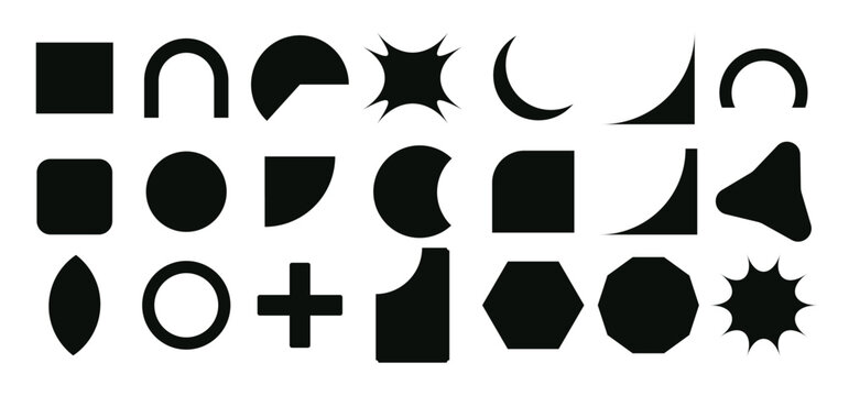 Collection of basic shapes &ndash; Set of simple geometric figures isolated on a white background